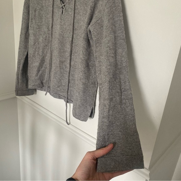 Joie Heather Grey Larken Cashmere + Wool Blend Drawstring Sweater Small - Picture 5 of 7